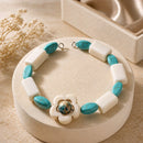 White Stone Flower Bracelet - Turquoise Edition (MW) | Mamabug ReCreations - Artisan Jewelry
