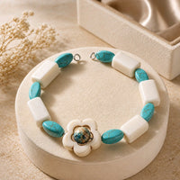 White Stone Flower Bracelet - Turquoise Edition (MW)
