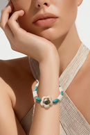 White Stone Flower Bracelet - Turquoise Edition (MW) | Mamabug ReCreations - Artisan Jewelry