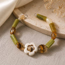 White Stone Flower Bracelet (MW) | Mamabug ReCreations - Artisan Jewelry