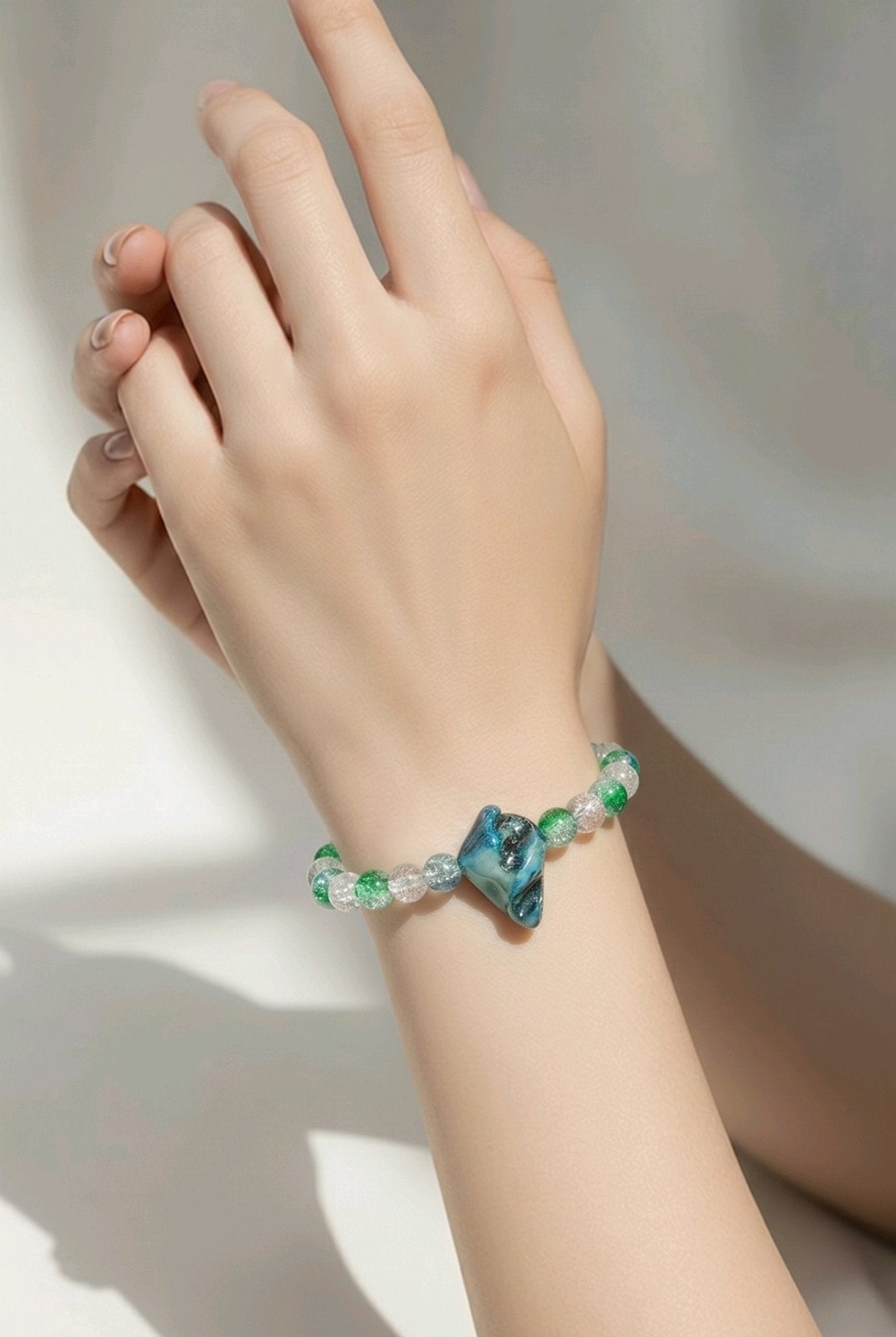 Pearly Blue Nugget Bracelet (MW) | Mamabug ReCreations - Artisan Jewelry