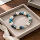 River Stone and Blue Bead Bracelet (MW) | Mamabug ReCreations - Artisan Jewelry