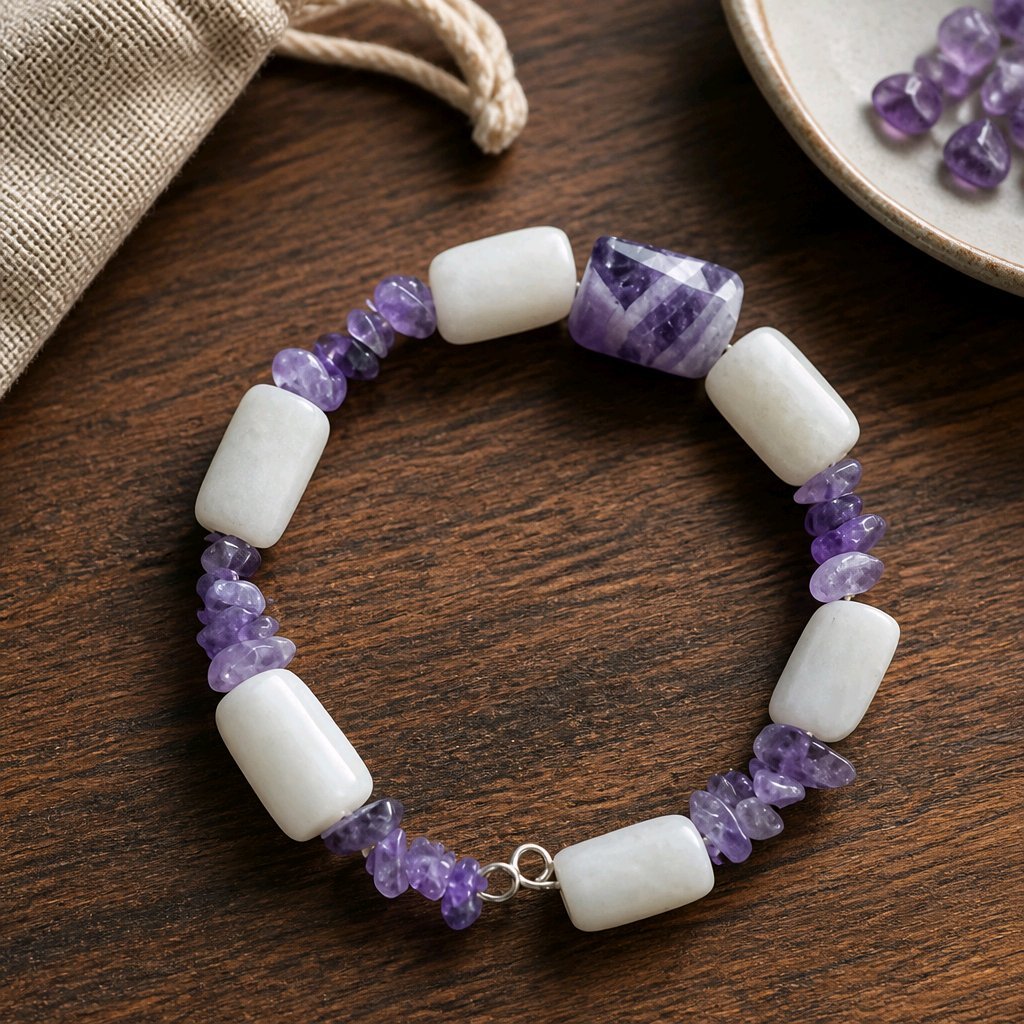 Amethyst and Calcite Bracelet (MW)