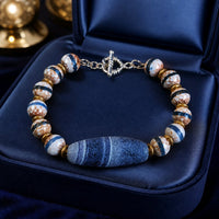 Purple Matte Botswana Stone with Tibetan Agate Beads Bracelet (W)