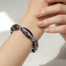Amethyst Glass with Platinum and Obsidian Beads Bracelet (W) | Mamabug ReCreations - Artisan Jewelry