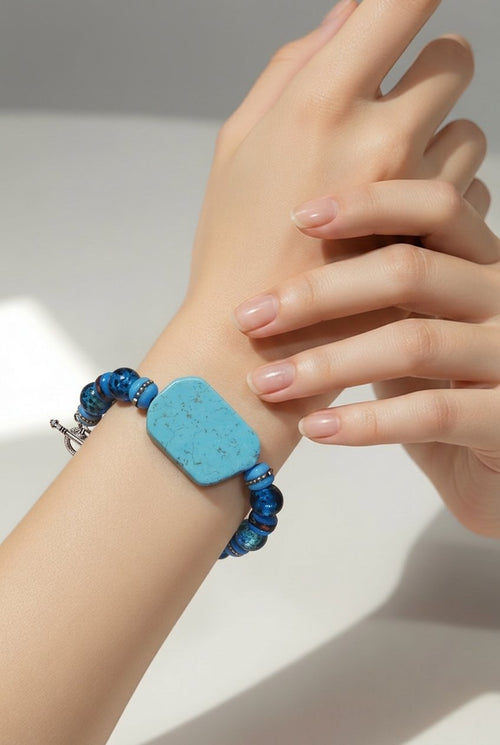 Turquoise with Blue Mala Beads Bracelet (W) | Mamabug ReCreations - Artisan Jewelry