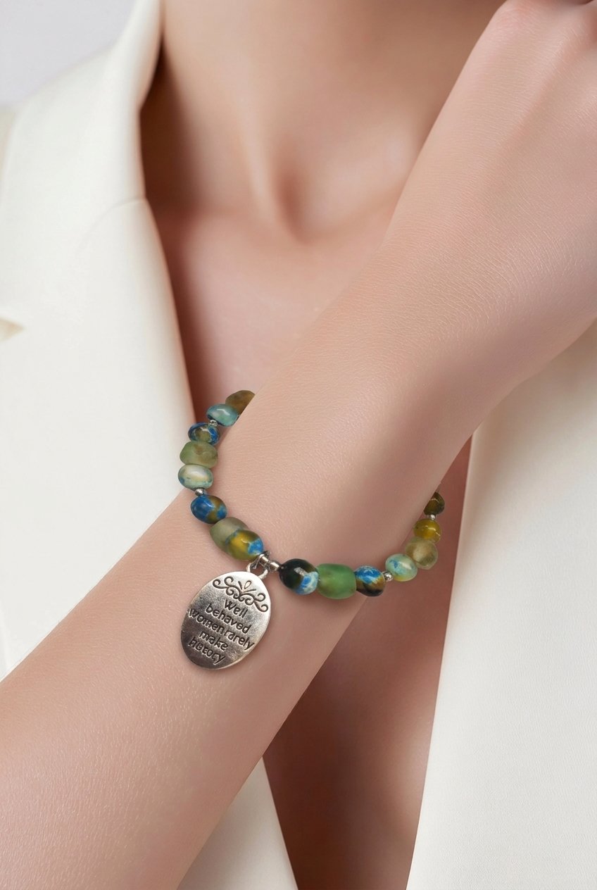 Well Behaved Women Bracelet - Earth Swirl Recycled Glass (MW) | Mamabug ReCreations