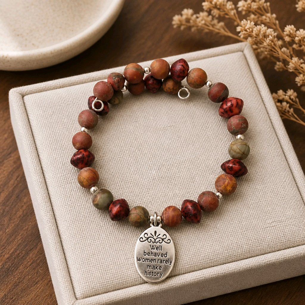 Well Behaved Women Bracelet - Picasso Jasper & Red Brick Recycled Seed (MW) | Mamabug ReCreations