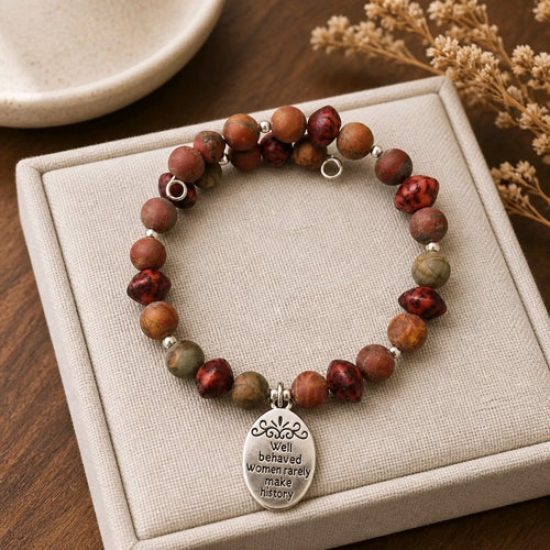 Well Behaved Women Bracelet - Picasso Jasper & Red Brick Recycled Seed (MW) | Mamabug ReCreations