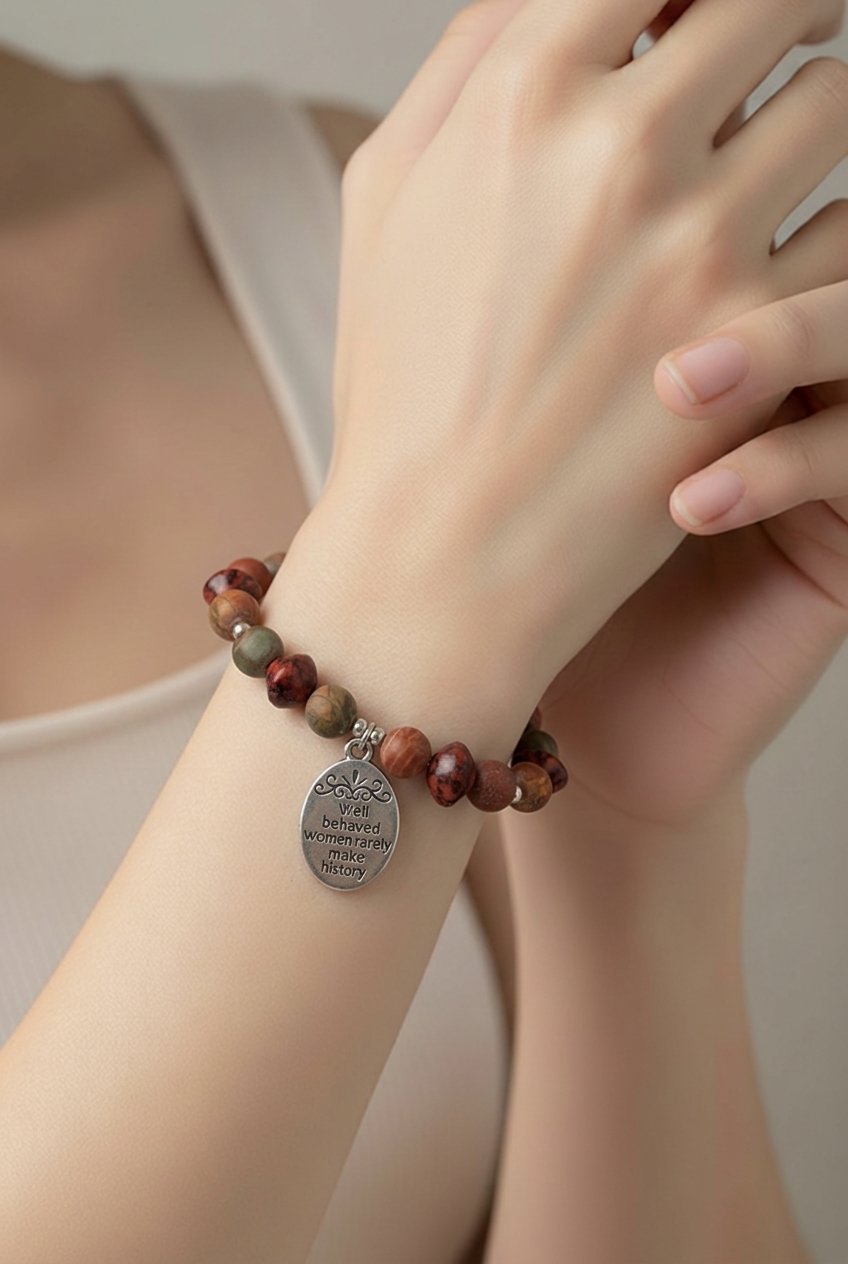 Well Behaved Women Bracelet - Picasso Jasper & Red Brick Recycled Seed (MW) | Mamabug ReCreations
