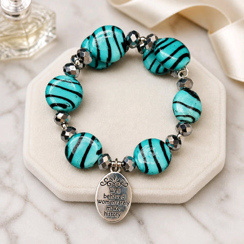 Well Behaved Women Bracelet - in Blue Tiger Stripes (MW) | Mamabug ReCreations