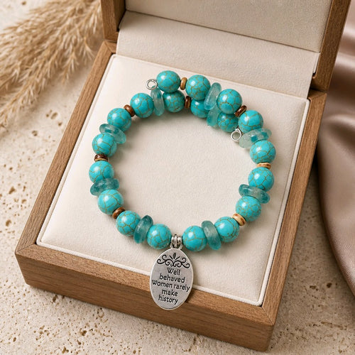 Well Behaved Women Bracelet - Turquoise Howlite & Marine Glass (MW) | Mamabug ReCreations