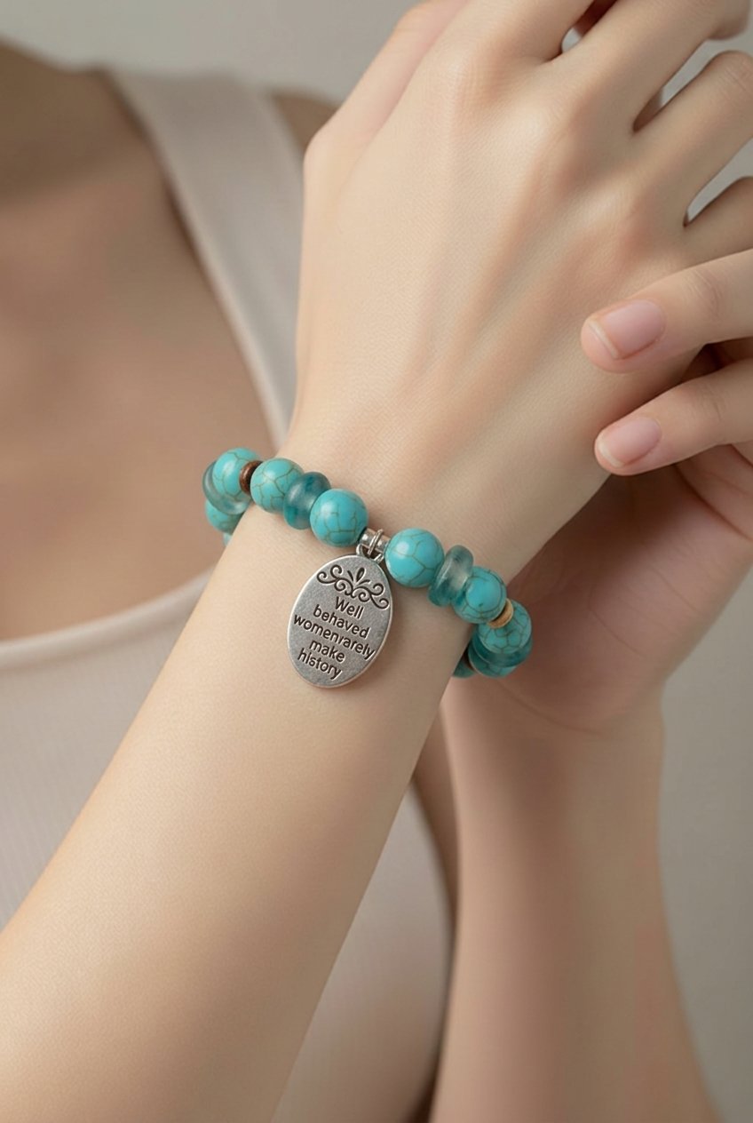 Well Behaved Women Bracelet - Turquoise Howlite & Marine Glass (MW) | Mamabug ReCreations