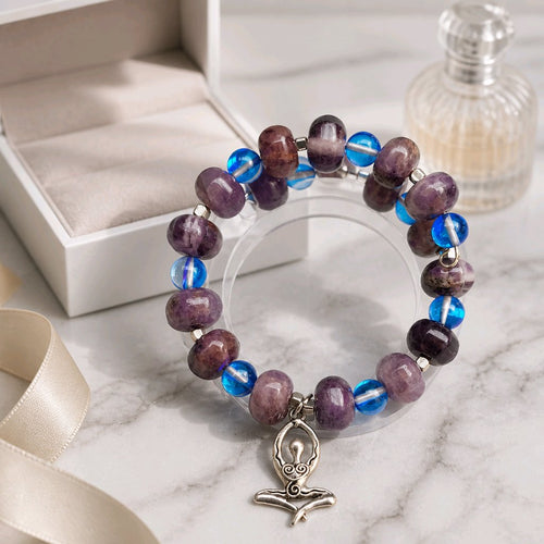 Goddess Bracelet - Amethyst & Mystic Blue Glass (MW) | Mamabug ReCreations