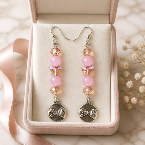 Pinkie Promise Earrings - Pink Crystal & Butterfly | Mamabug ReCreations