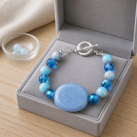 Angelite Focal Bracelet - Sky Blue Jasper & Czech Fire Polished Glass (W)