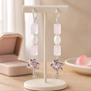 Saturn Heart Earrings - Rose Quartz & Pearly Cat's Eye | Mamabug ReCreations - Artisan Jewelry