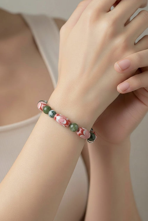 Pink Chevron & Green Jade Jewelry Set (MW) | Mamabug ReCreations - Artisan Jewelry