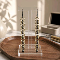 Electric Lime & Black Helm Chainmaille Earrings