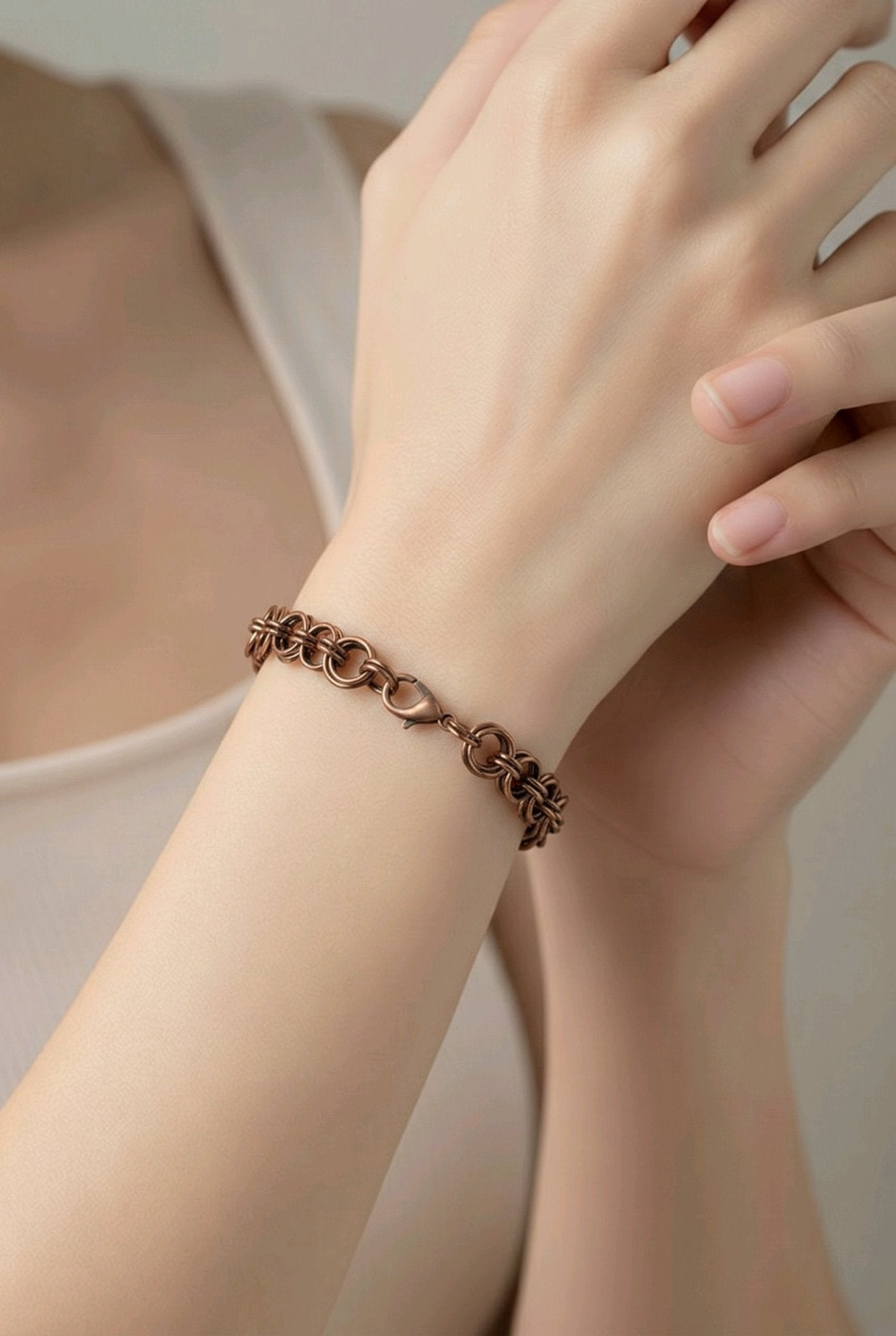 Antique Copper Helm Chainmaille Bracelet | Mamabug ReCreations - Artisan Jewelry