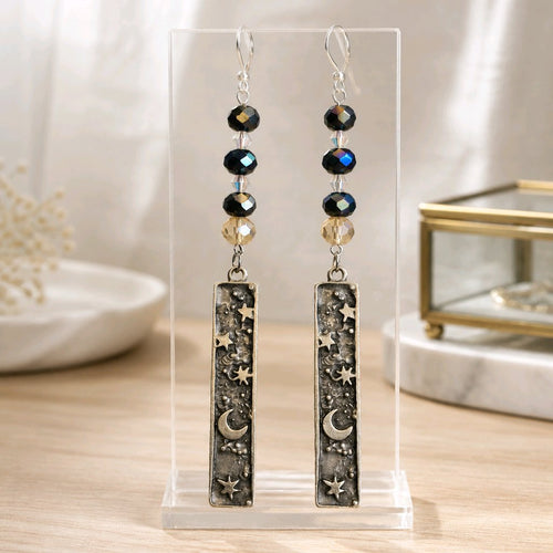 Celestial Night Sky Crystal Dangle Earrings | Mamabug ReCreations - Artisan Jewelry