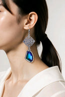 Silver Filigree & Blue Ice Crystal Dangle Earrings | Mamabug ReCreations - Artisan Jewelry
