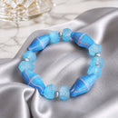 Turquoise Java French Cross & Sea Glass Bracelet (MW) | Mamabug ReCreations - Artisan Jewelry