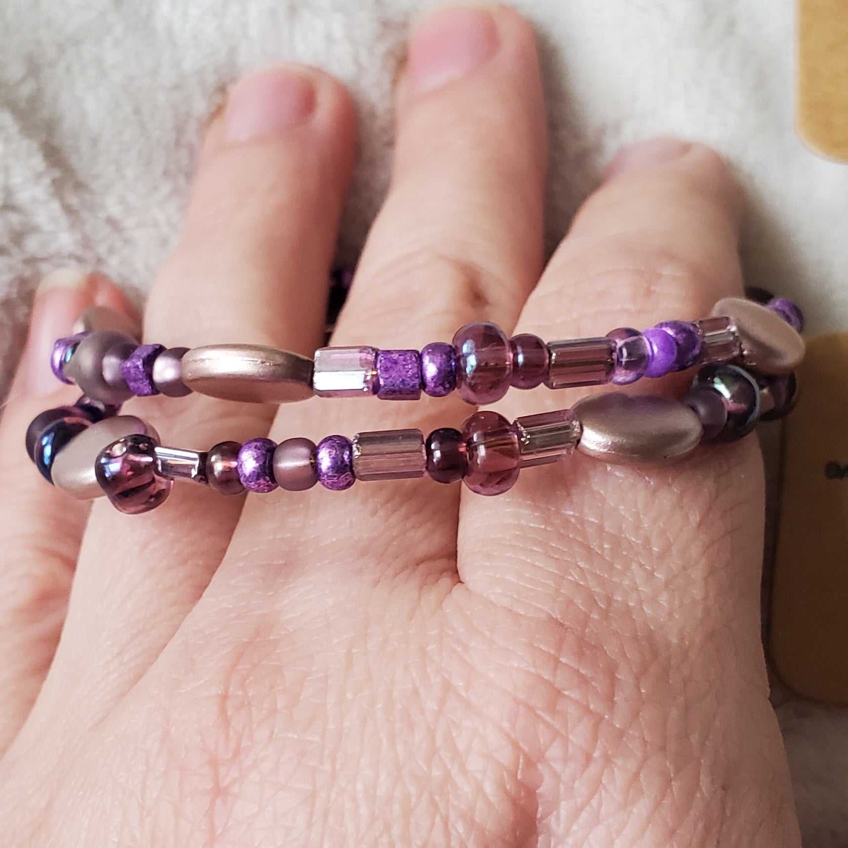 Purple Beaded Bracelet (MW) | Mamabug ReCreations - Artisan Jewelry