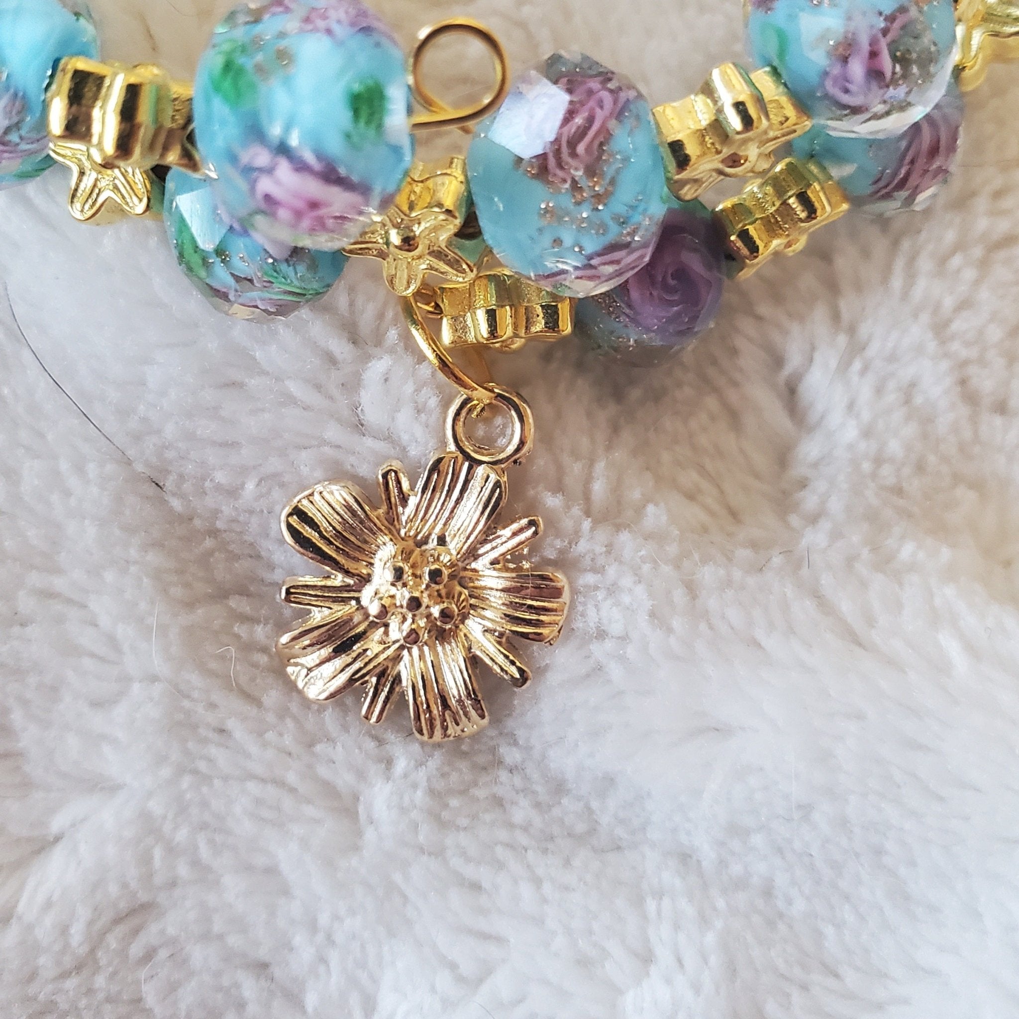 Blue Flowers Bracelet (MW) | Mamabug ReCreations - Artisan Jewelry