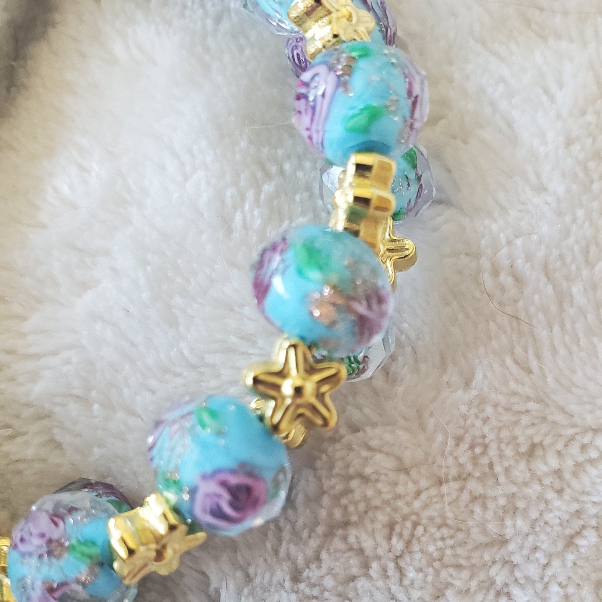 Blue Flowers Bracelet (MW) | Mamabug ReCreations - Artisan Jewelry