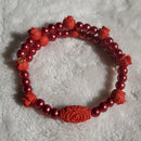 Red Cinnabar Roses Bracelet (MW) | Mamabug ReCreations - Artisan Jewelry