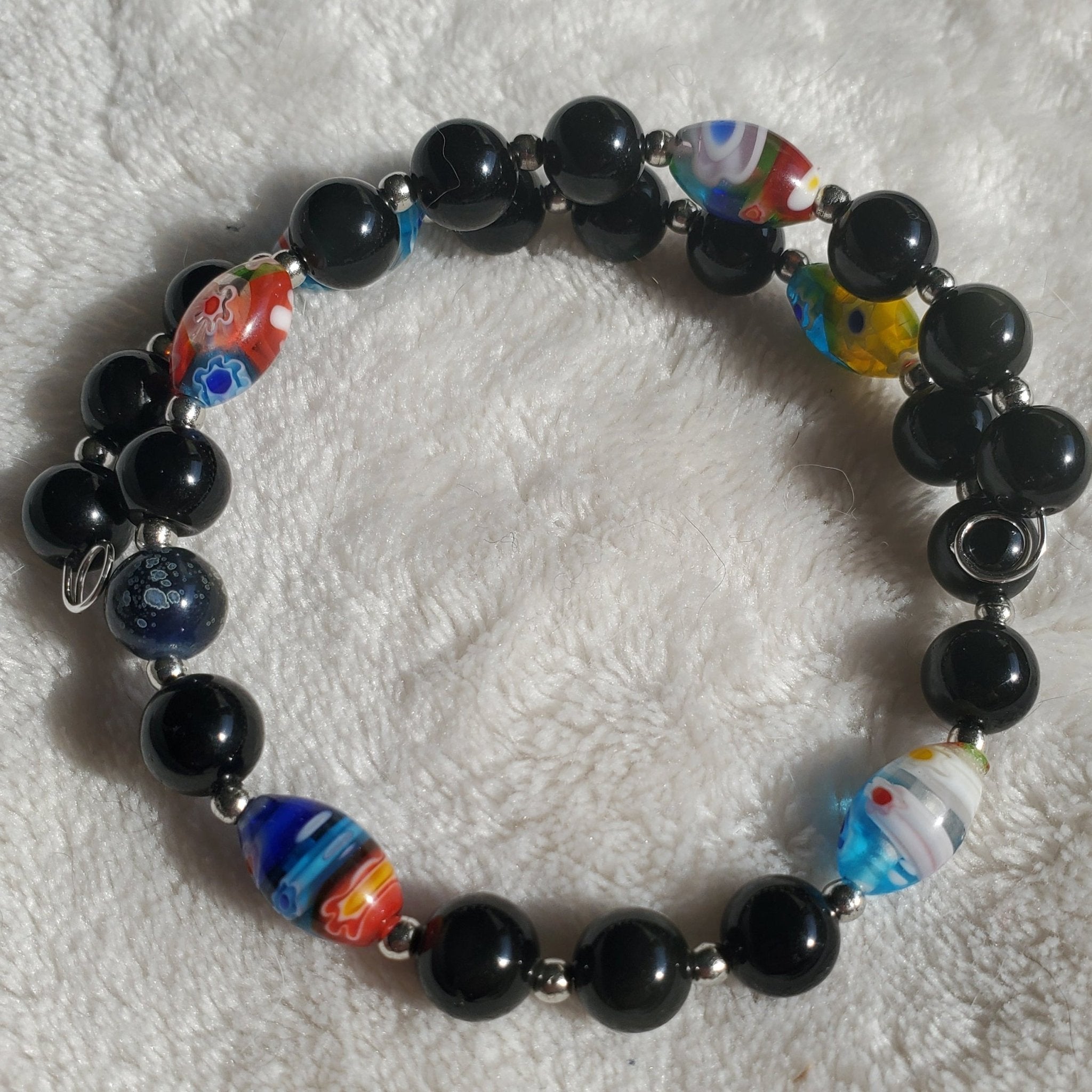 Egg Lampwork Beaded Bracelet (MW) | Mamabug ReCreations - Artisan Jewelry