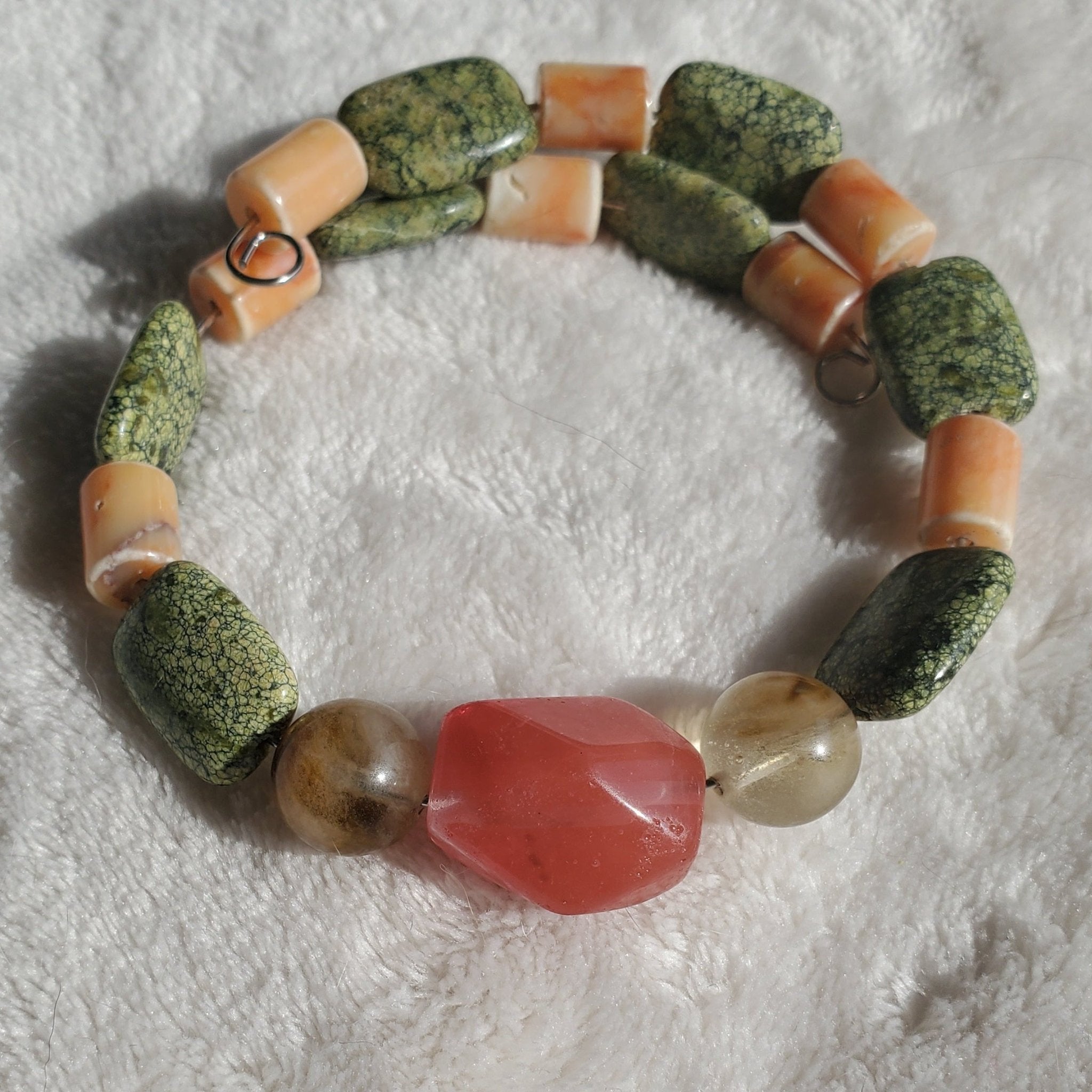 Stone and Porcelain Bracelet (MW) | Mamabug ReCreations - Artisan Jewelry