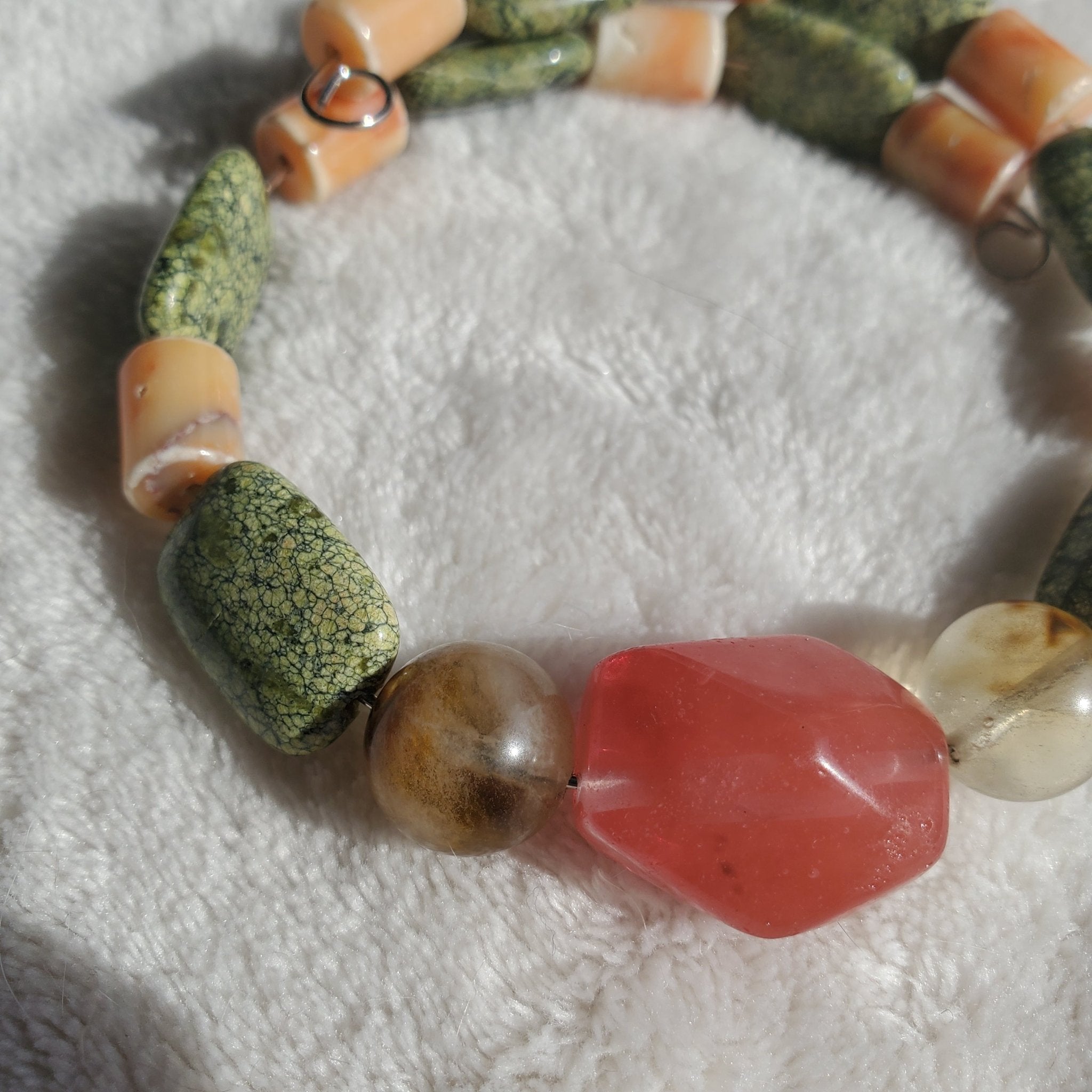 Stone and Porcelain Bracelet (MW) | Mamabug ReCreations - Artisan Jewelry