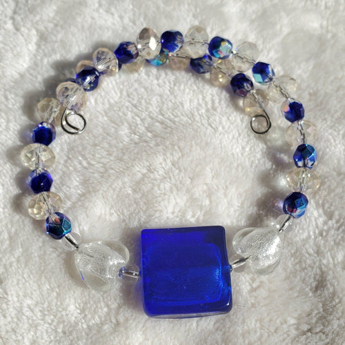 Blue and Clear Crystally Bracelet (MW) | Mamabug ReCreations - Artisan Jewelry