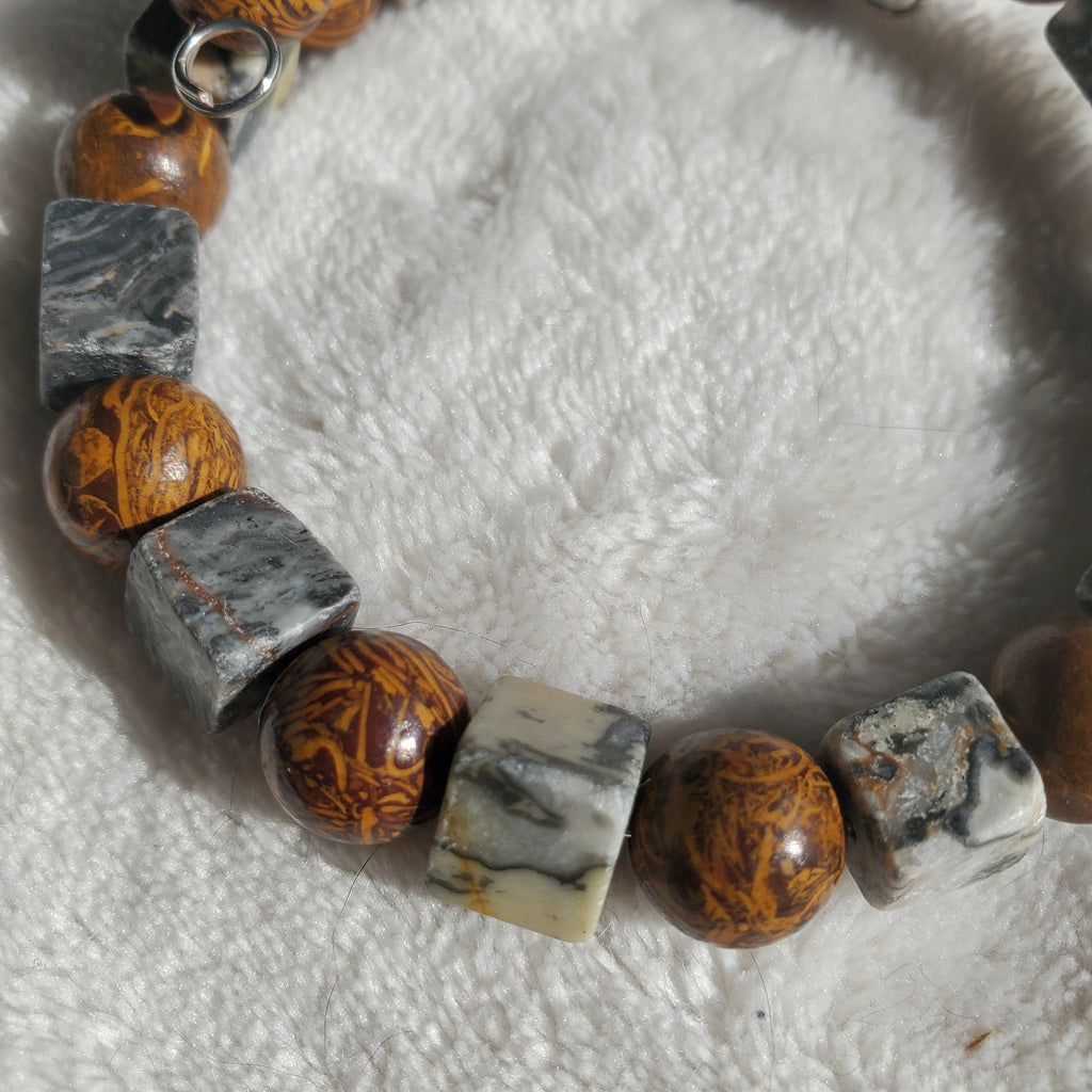 "Wood" and Stone Bracelet (MW)