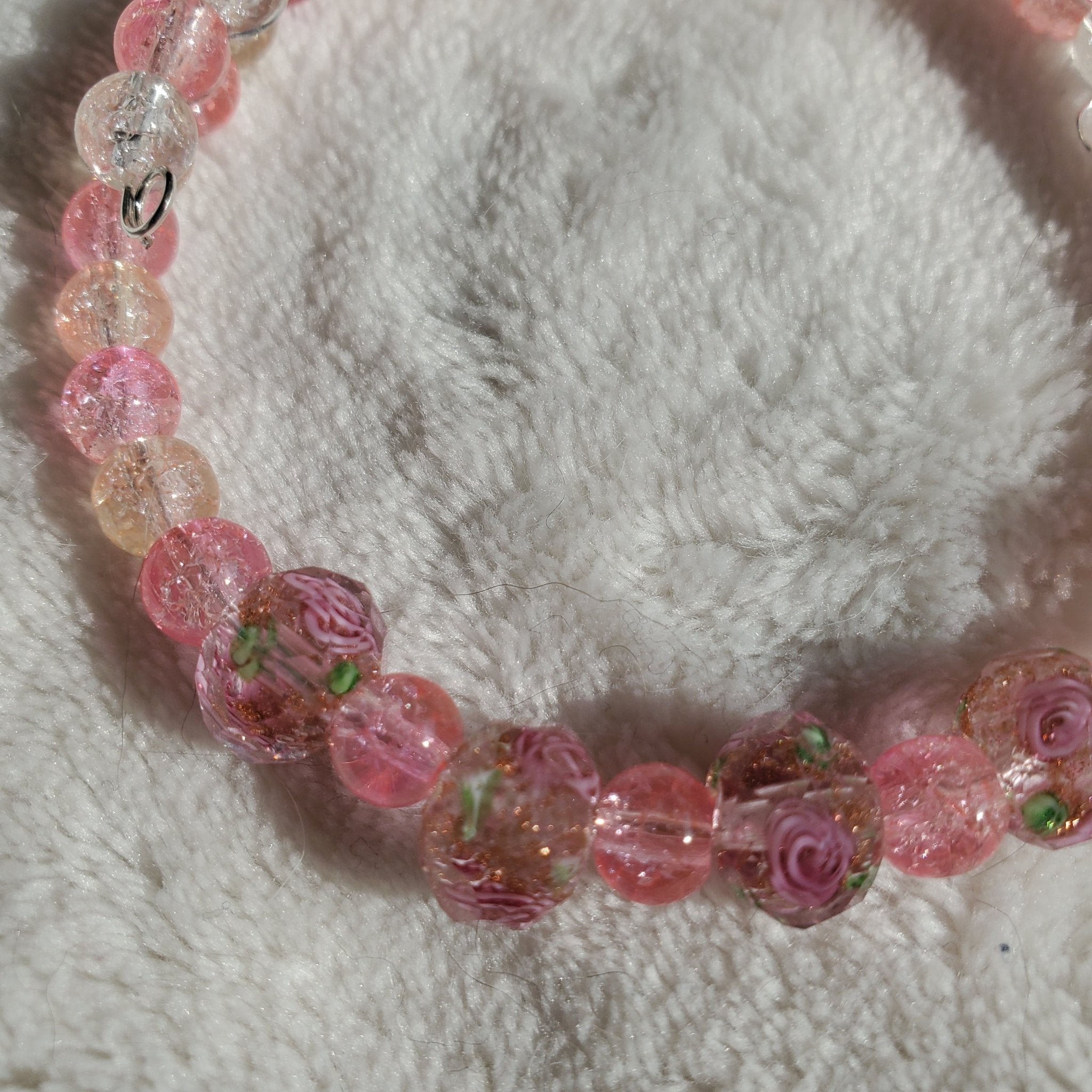 Pink Flowers Bracelet - Light Pink Edition (MW) | Mamabug ReCreations - Artisan Jewelry