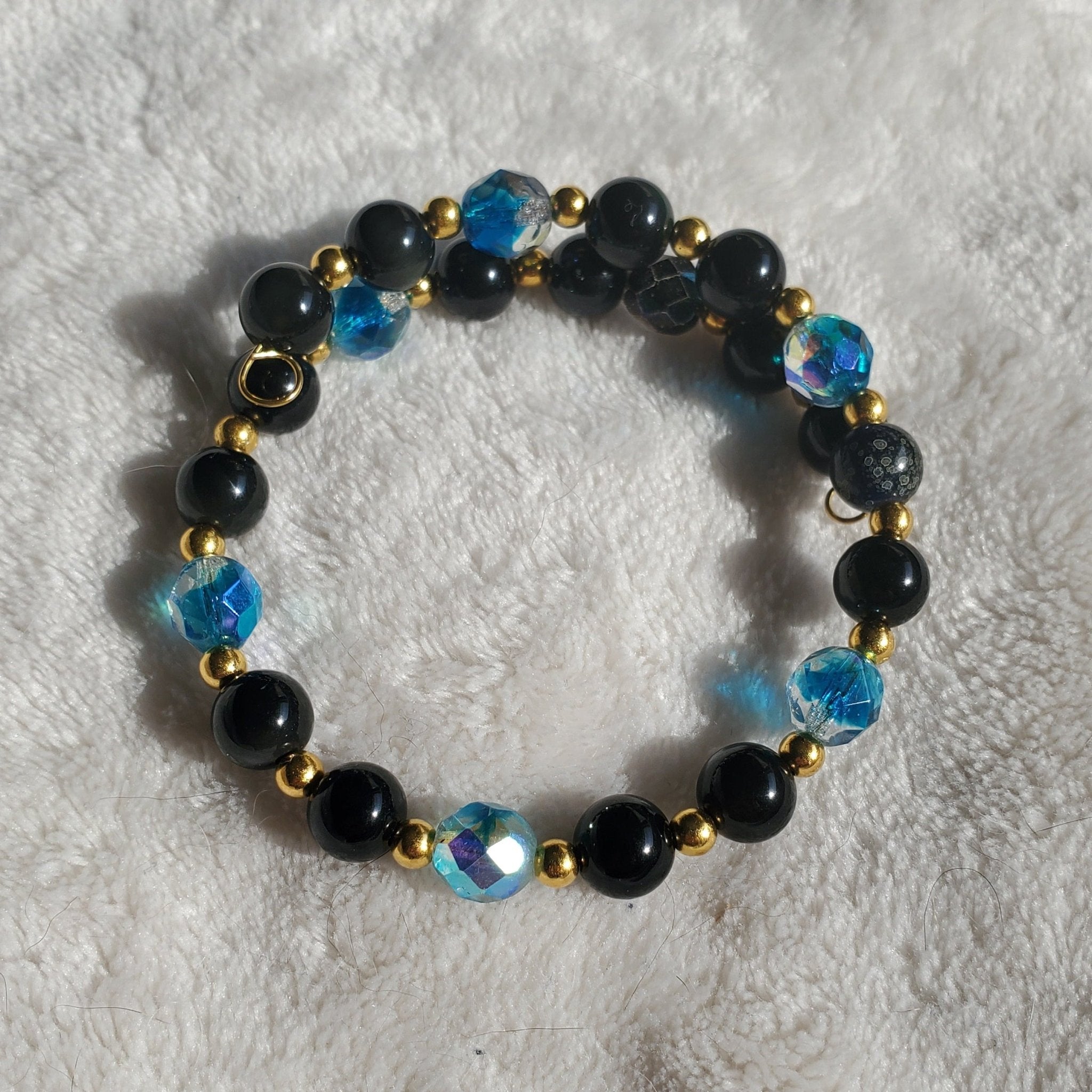 Iridescent Blue Crystal Bracelet (MW) | Mamabug ReCreations - Artisan Jewelry