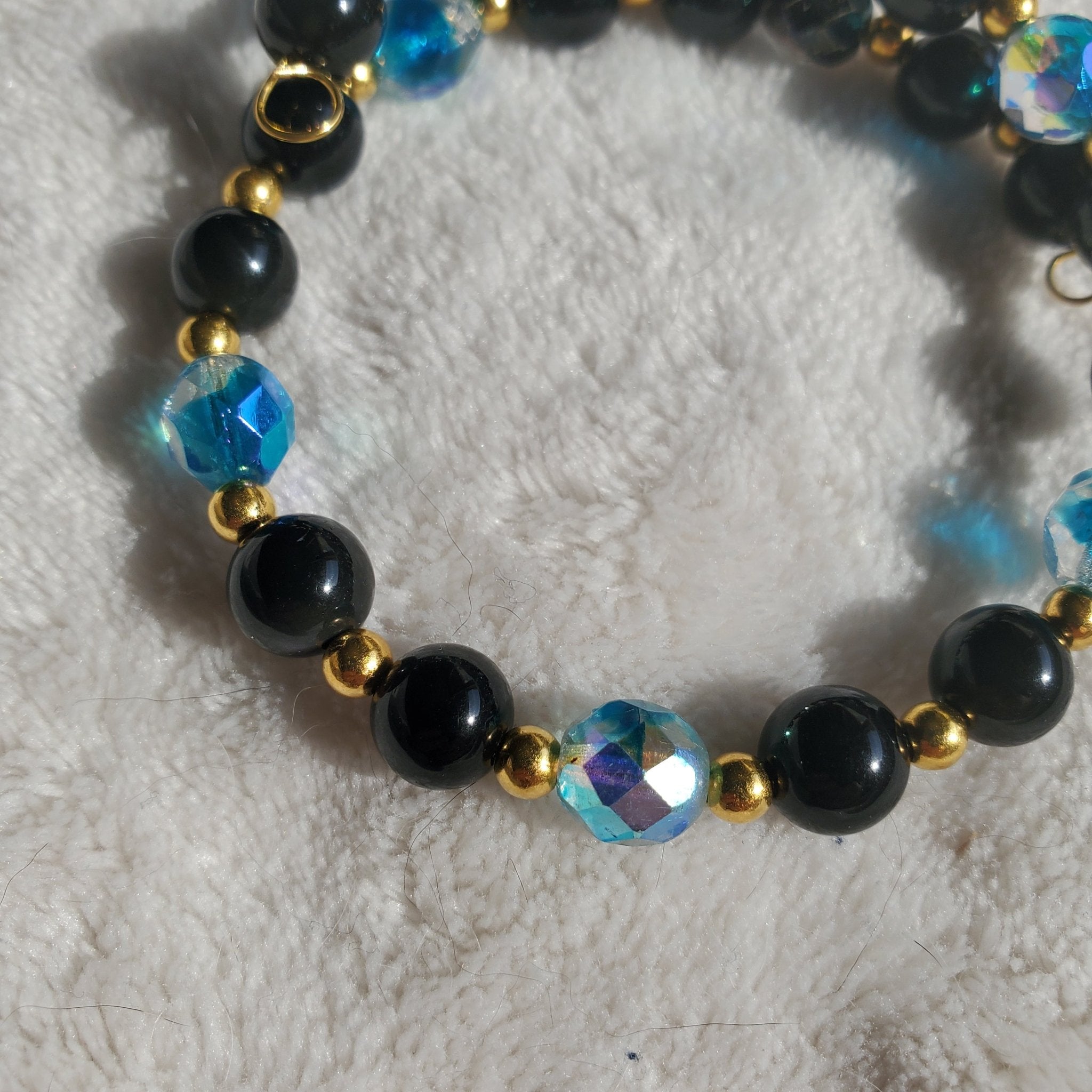 Iridescent Blue Crystal Bracelet (MW) | Mamabug ReCreations - Artisan Jewelry