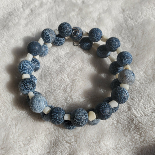 Blue Crackle and White Bracelet (MW) | Mamabug ReCreations - Artisan Jewelry
