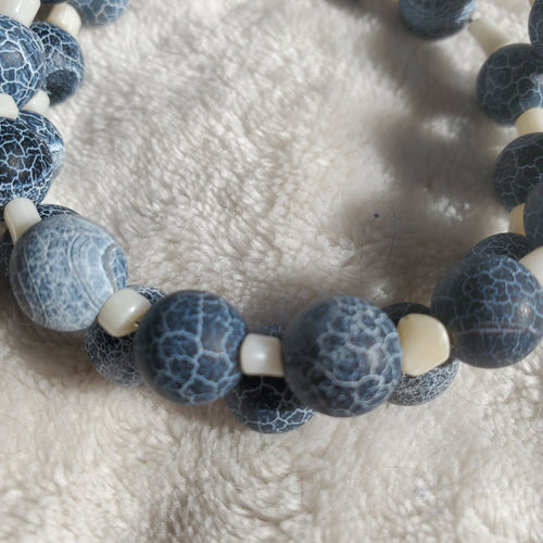Blue Crackle and White Bracelet (MW) | Mamabug ReCreations - Artisan Jewelry