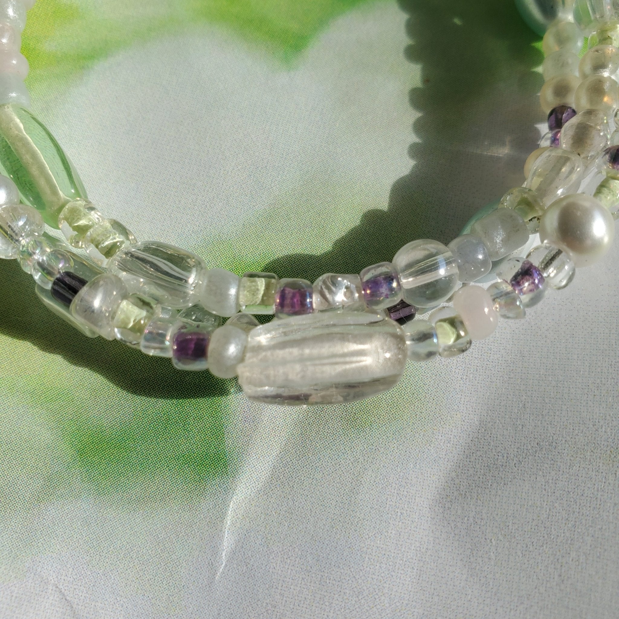 Pearly Pale Seed Bead Bracelet (MW) | Mamabug ReCreations - Artisan Jewelry