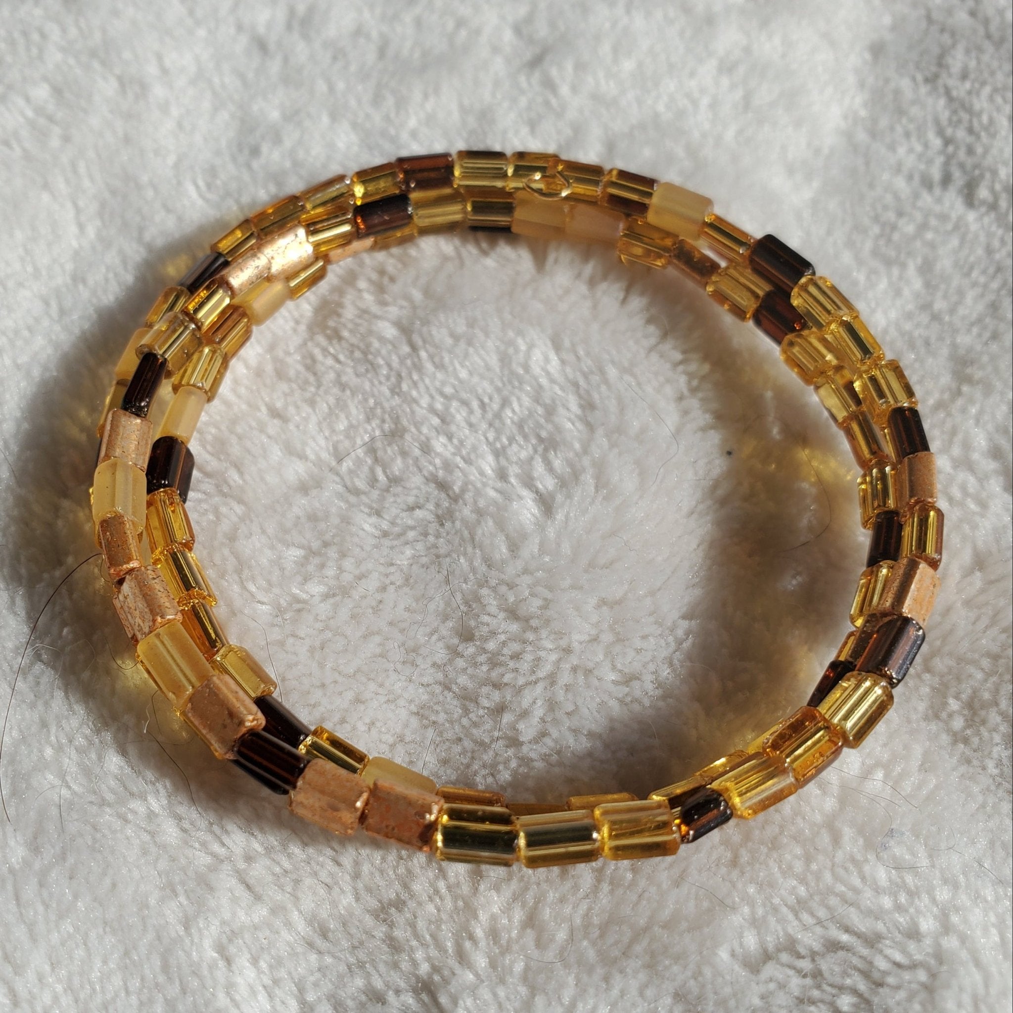 Golds Seed Bead Bracelet (MW) | Mamabug ReCreations - Artisan Jewelry