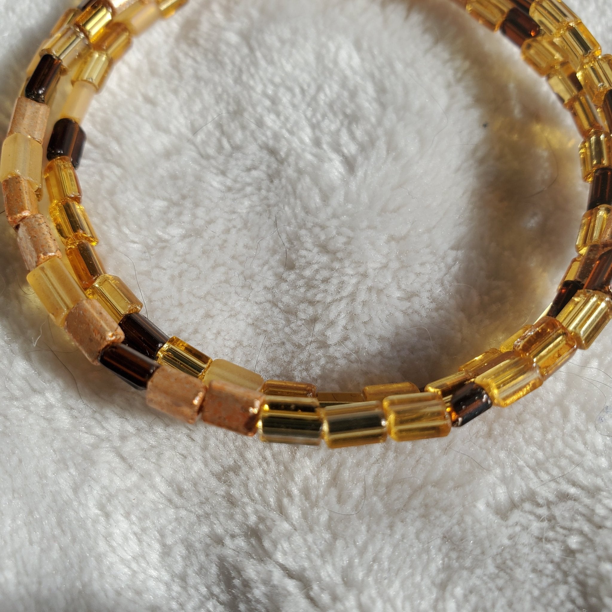 Golds Seed Bead Bracelet (MW) | Mamabug ReCreations - Artisan Jewelry