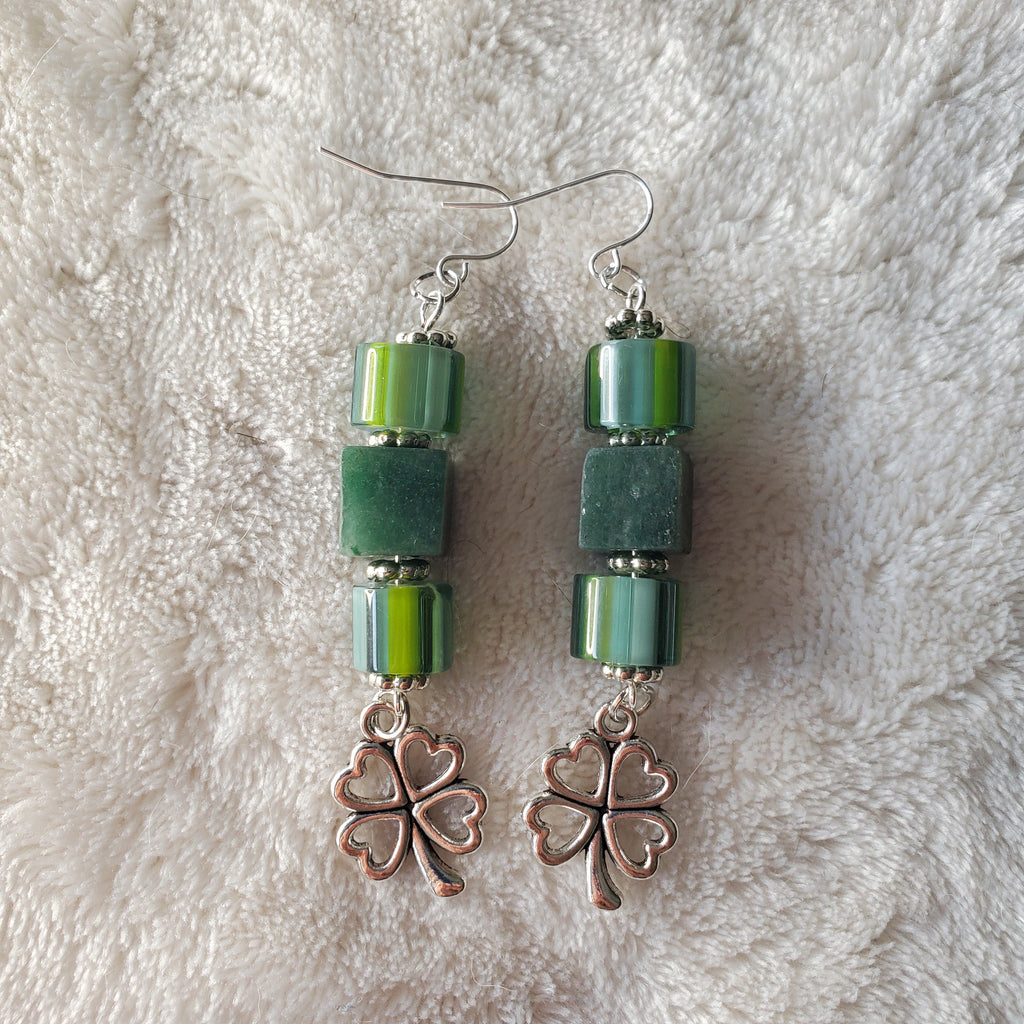 Shamrock Earrings - Green and Silver