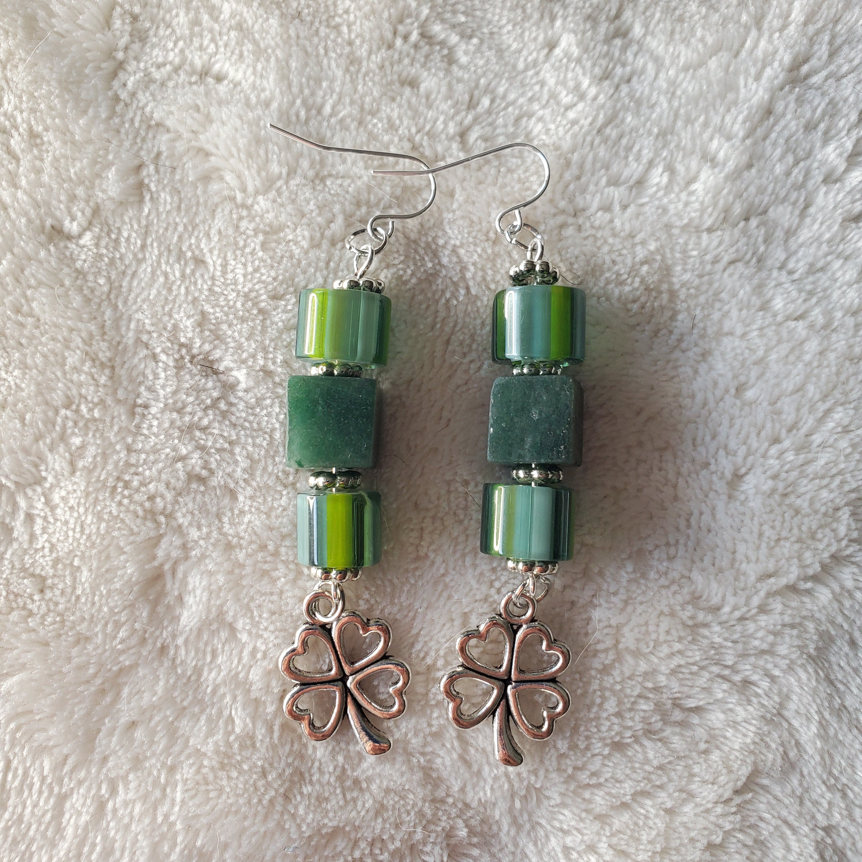 Shamrock Earrings - Green and Silver