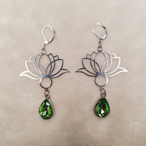 Green Lotus Earrings | Mamabug ReCreations - Artisan Jewelry