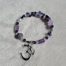 Silver Om with Purple Beads Bracelet (MW) | Mamabug ReCreations - Artisan Jewelry
