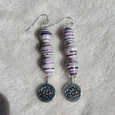 White and Purple Lotus Earrings | Mamabug ReCreations - Artisan Jewelry
