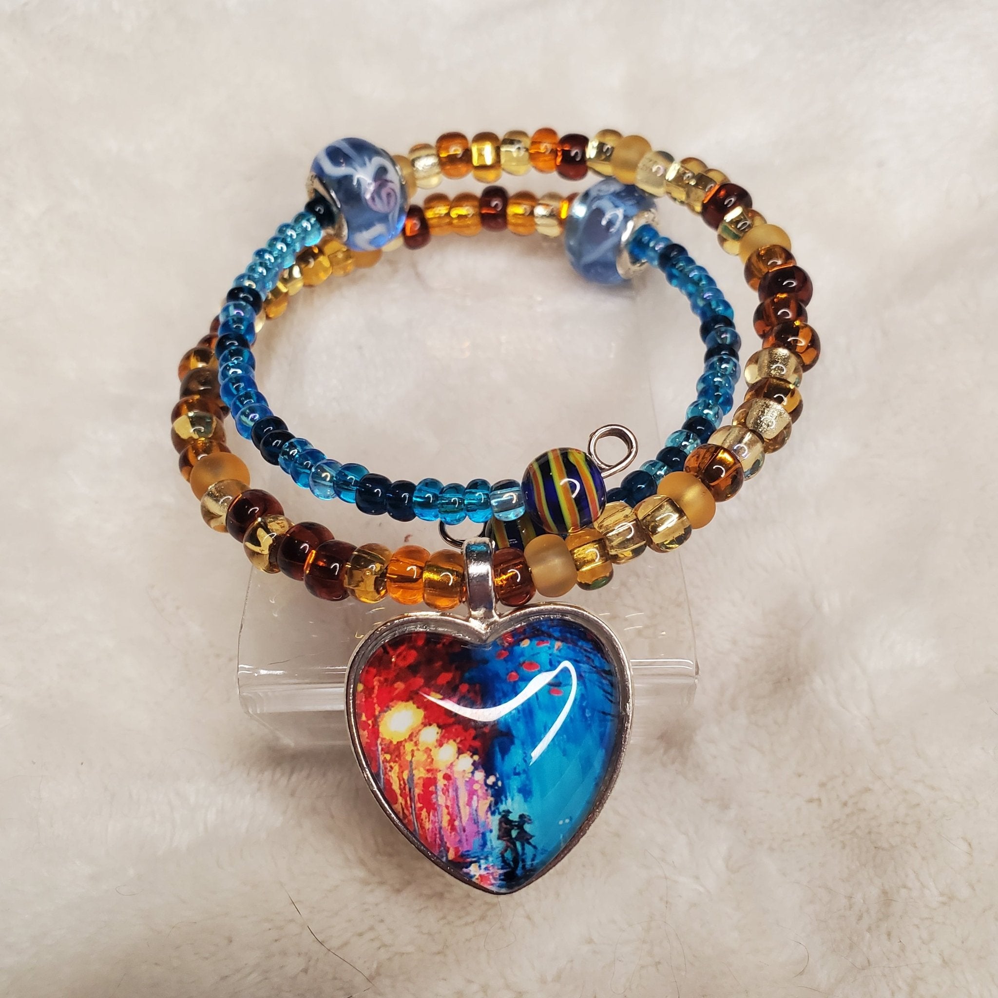 Dancing Couple Bracelet - Blue and Brown (MW) | Mamabug ReCreations - Artisan Jewelry